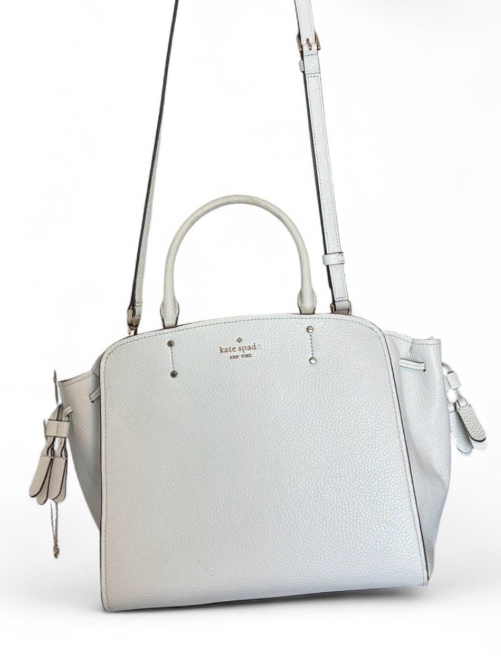 Kate Spade White Pebbled Leather Satchel Bag